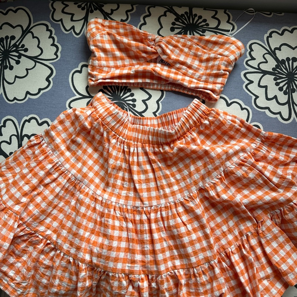 Princess Polly Orange and White Gingham Two-Piece Set